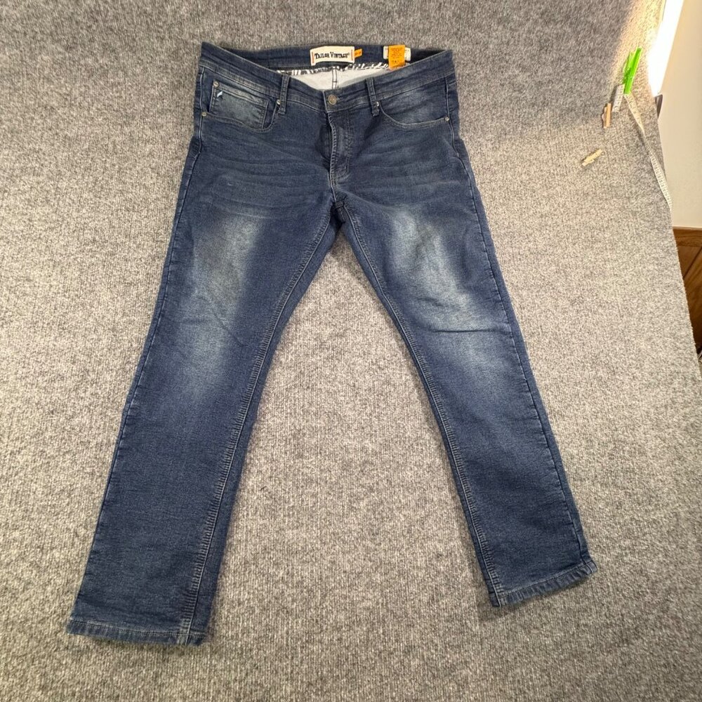 Tailor Vintage Mens size 36 x 30 jeans blue denim slim fit stretch waist